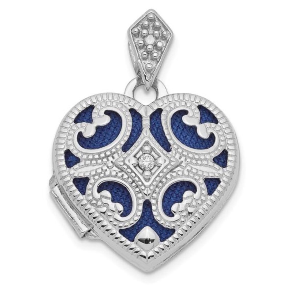 1/5 Carat Diamond & white gold heart locket